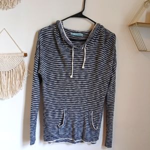 Maurices black and white striped knit lightweight hoodie sweater